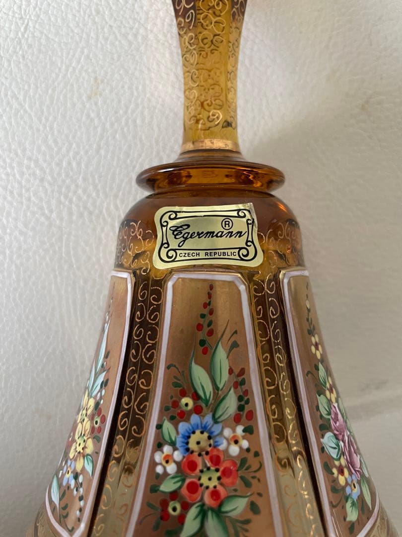 エーゲルマン ハンドベル 呼び鈴 チェコ共和国 製 ボヘミアガラス アンバー