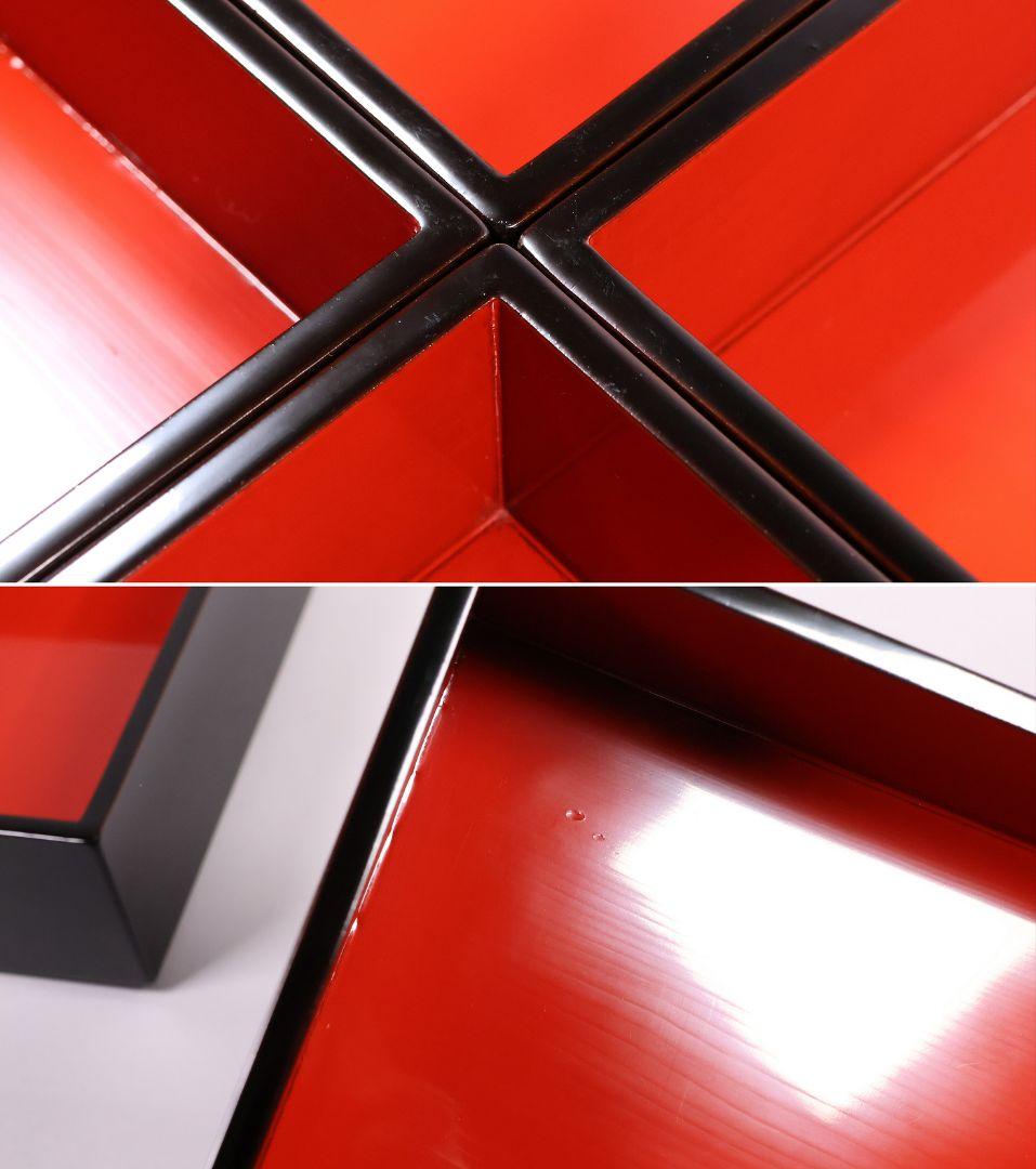 【MB37】輪島塗 丸に橘 家紋付 沈金 黒塗 内朱塗 五段重箱 蓋二枚 木製