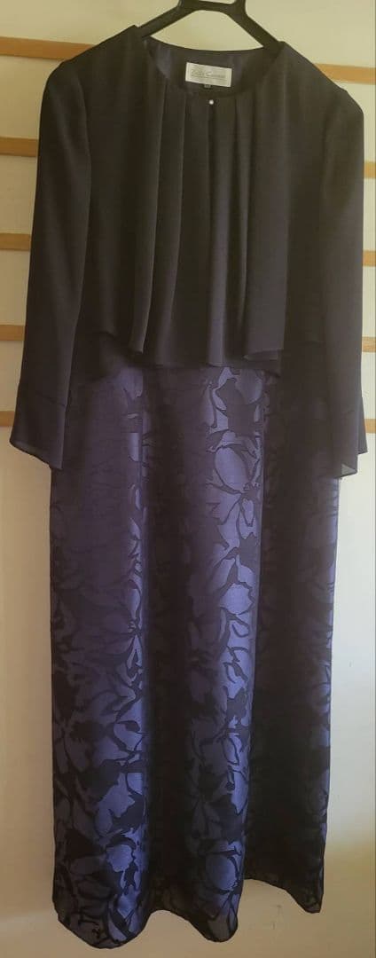 ✨美品✨東京イギン マザードレス13号 ネイビー フローラル 体型カバー 結婚式