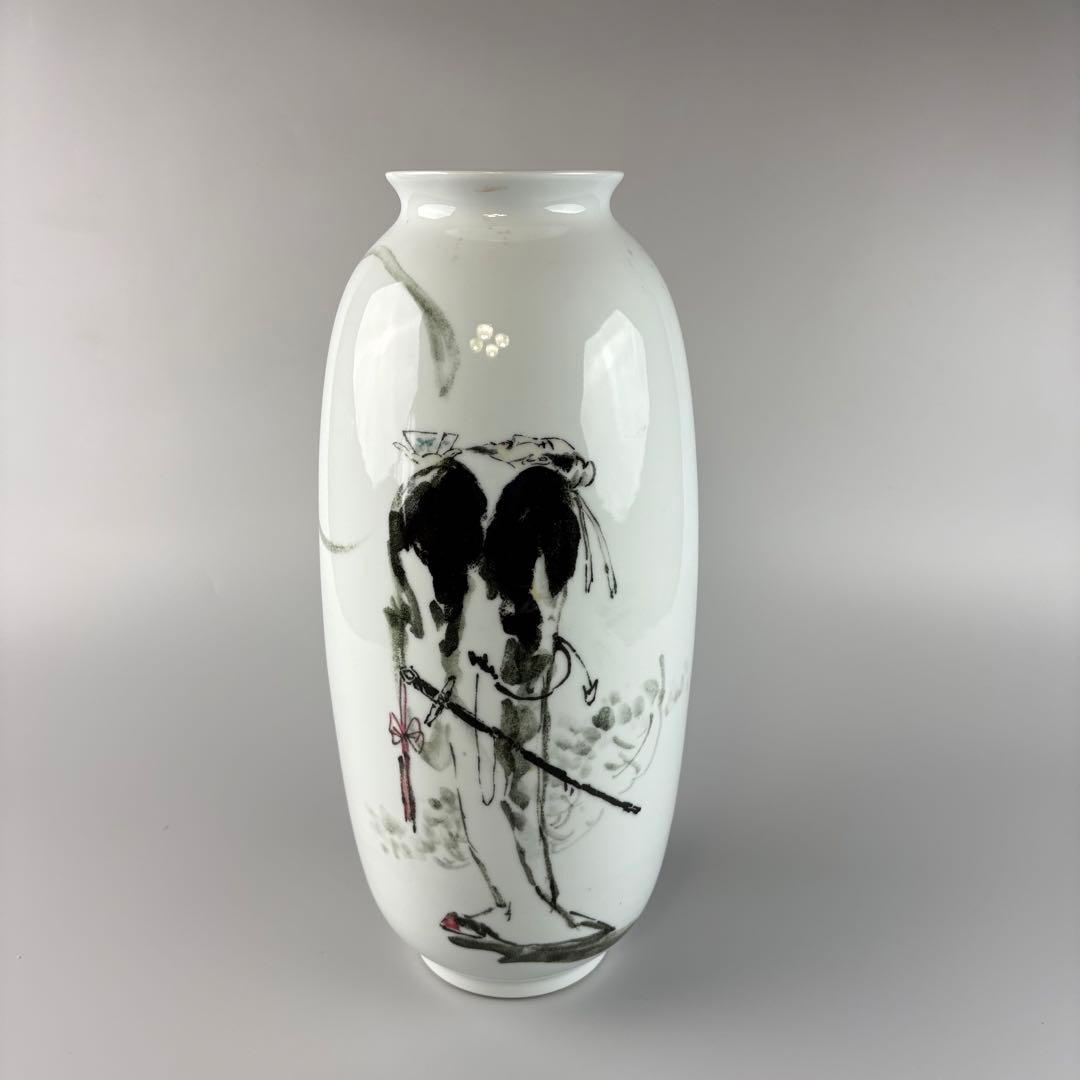 中国 景徳鎮 漢詩紋 花瓶 高さ約35cm