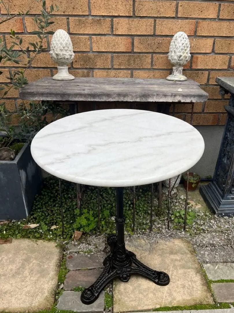 子猫のコーチャン アイアン 大理石 丸テーブル ガーデニング