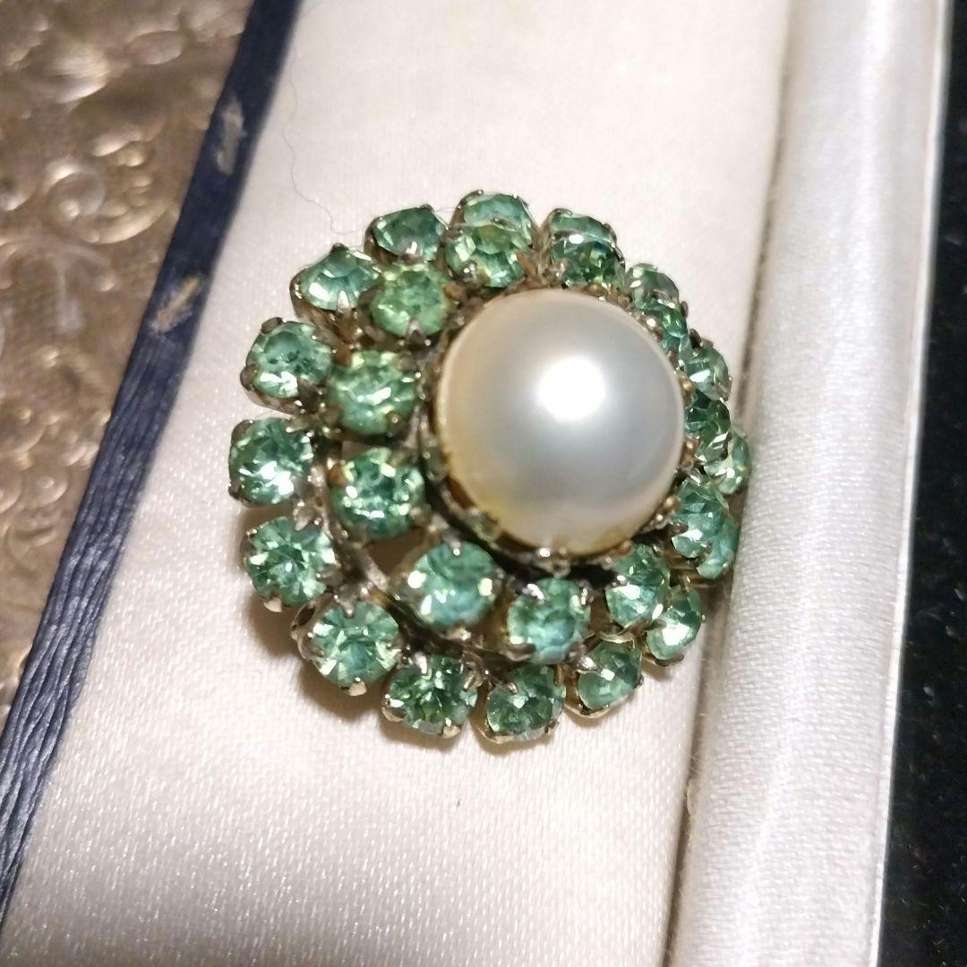 ウランガラス マベパール ヴィンテージ ブローチ