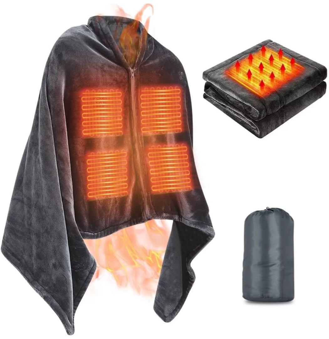 電気毛布 電熱肩掛け毛布 USB電気敷き毛布 5分速暖 3段階温度調節