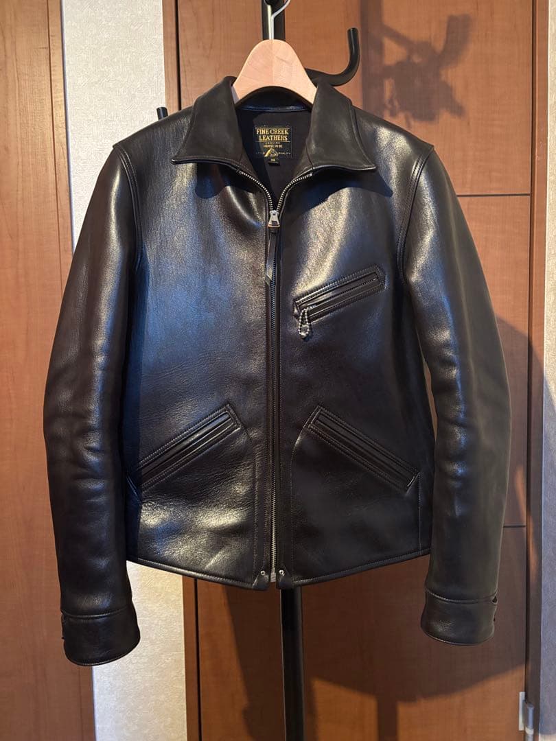 ファインクリークレザーズ　サンタアニタ　レザースポーツジャケット　36　黒　馬革