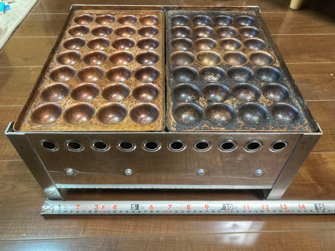業務用　銅板　たこ焼き器　28穴　2連　プロパン　LPガス　店舗　屋台