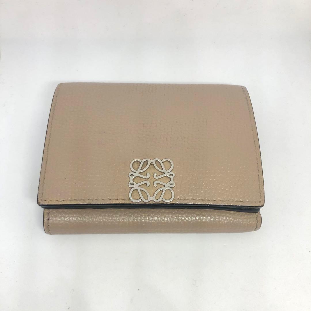 LOEWE アナグラム トライフォールド 三つ折り財布 ベージュ