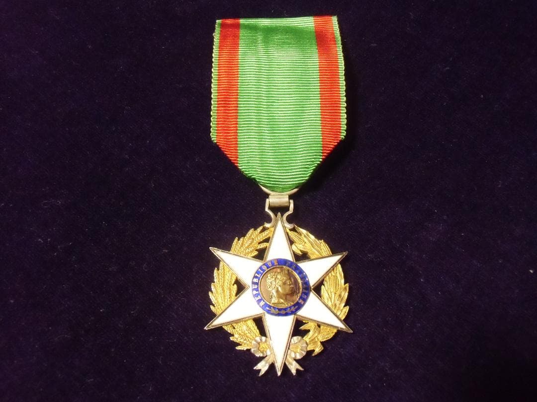 Ｆフランスの勲章＊１８８３農業有功章＊騎士級（実物）