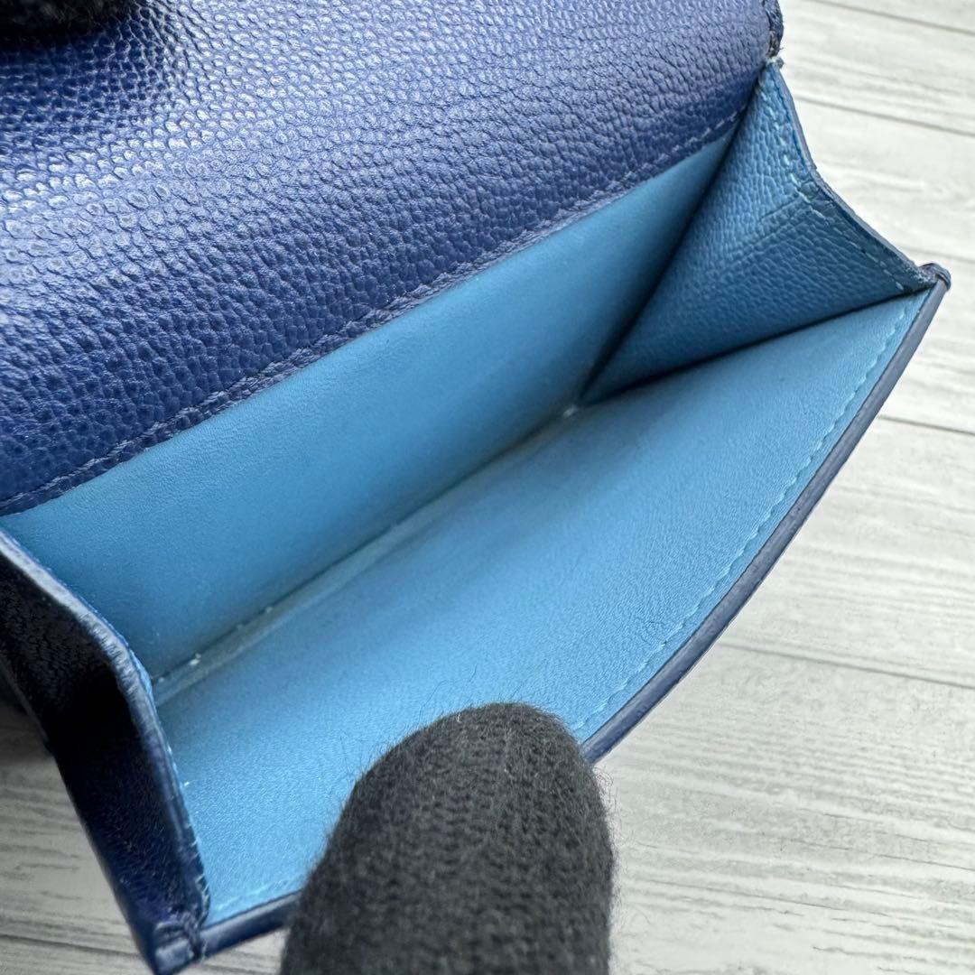 【aya☆】ブルガリ バイカラー　RFID　三つ折り財布 サークルロゴ　ネイビー