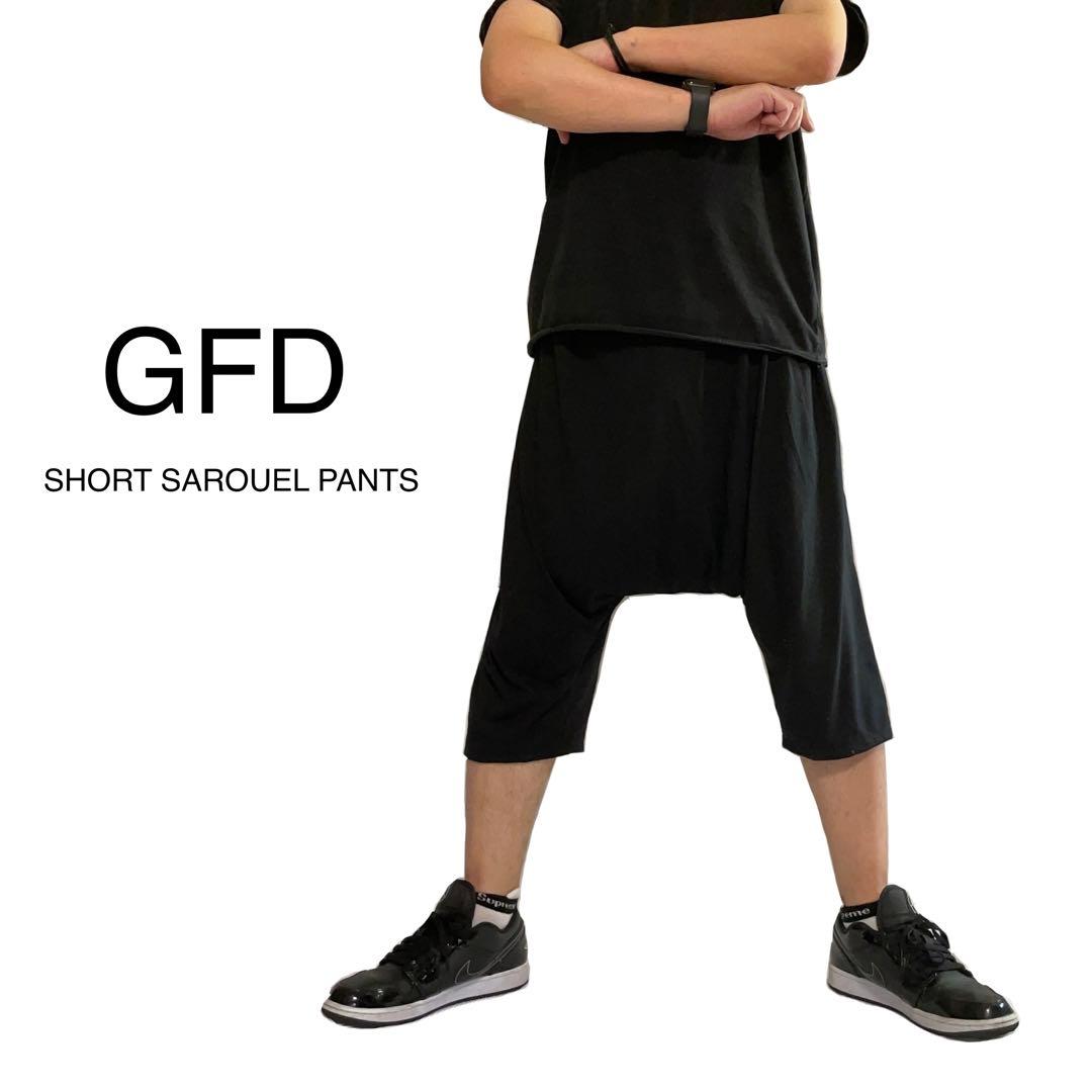 GFD ブラック サルエルパンツ ショートパンツ ハーフパンツ ジョガーパンツ