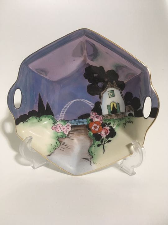 ノリタケ　ハンドル付きボウル　アールデコ　ラスター彩　さくら印