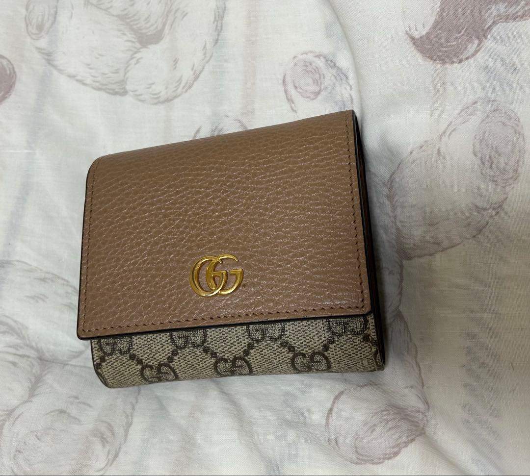 GUCCI GGモノグラム 二つ折り財布 ブラウン/ベージュ