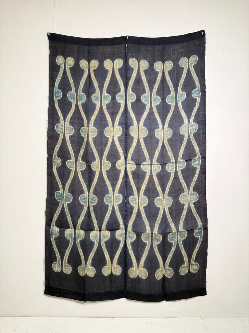 N32 「片野絞り」藍染絞り作家 片野元彦 希少コレクション 麻生地藍染布 民藝
