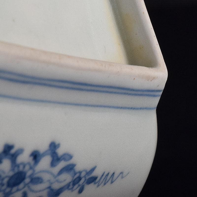 伊万里焼　古伊万里　大川地焼　染付　蓮文　四方向付　五客　時代箱　M　R8185