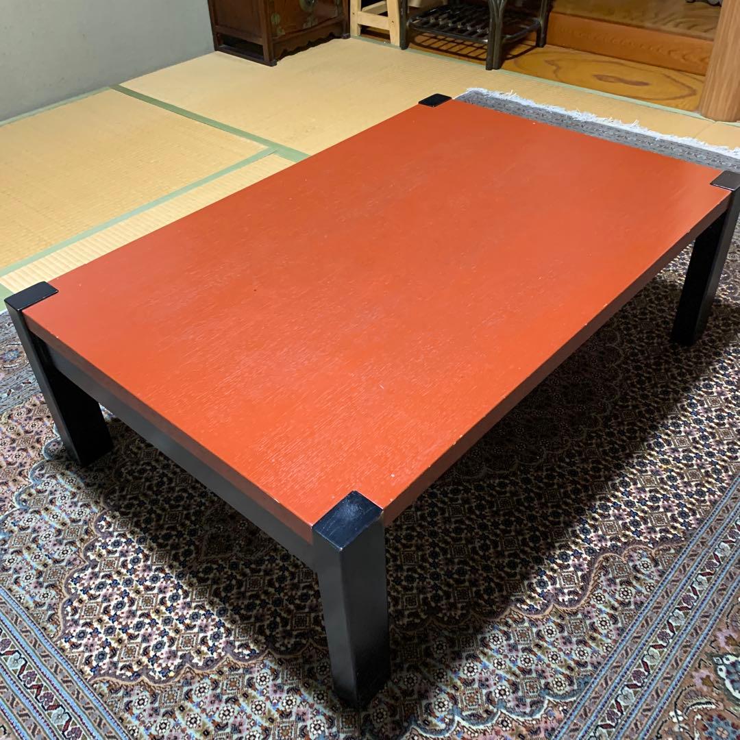 値下げ！木製 赤色 長方形座卓　折りたたみ脚　漆塗り