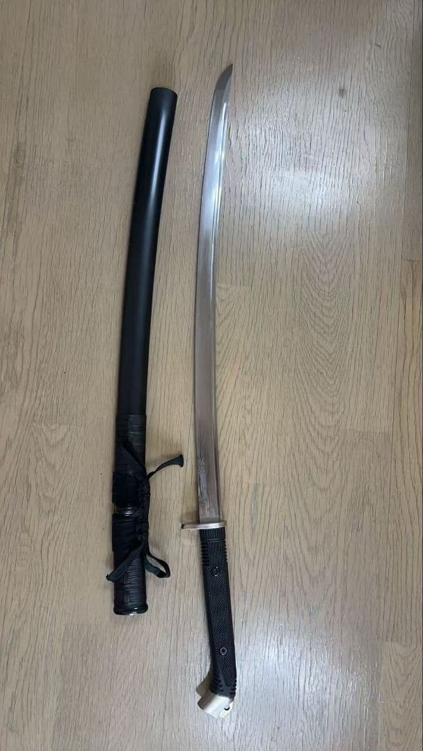 戦術打刀 模造刀 1060 鋼刃 木塗装鞘 TPR 柄 日本刀 居合刀