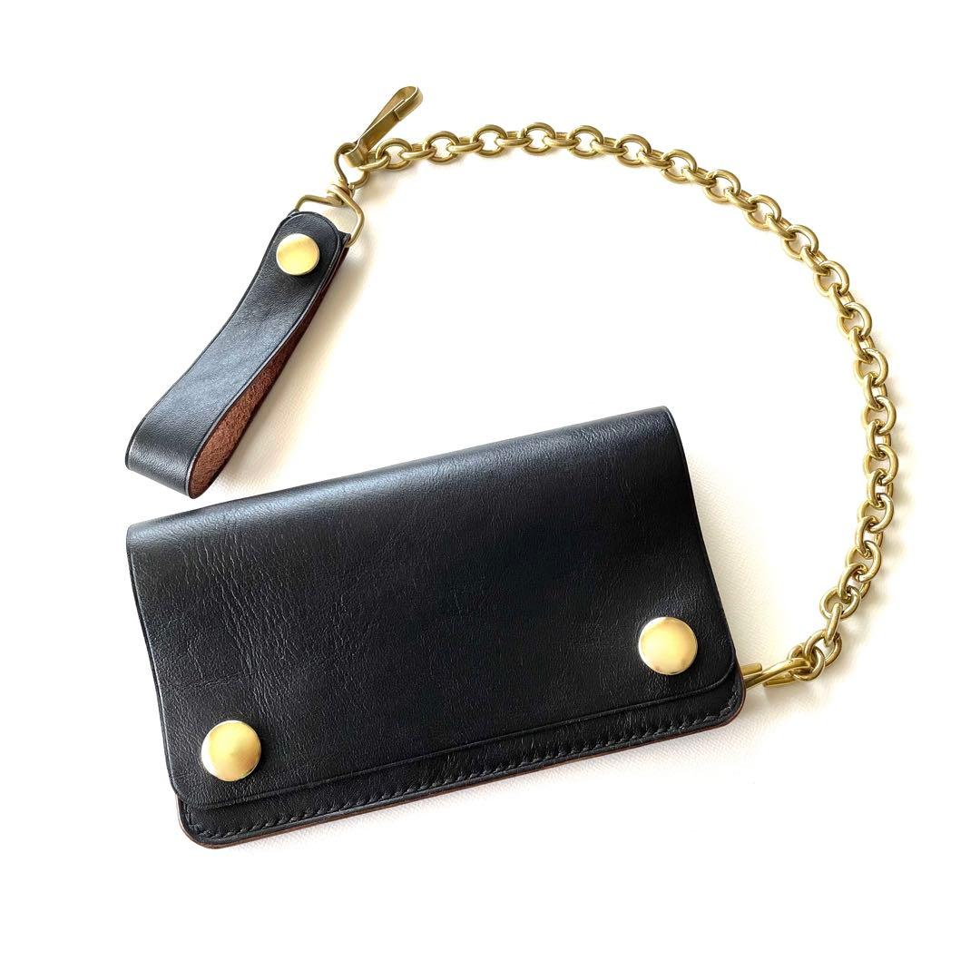 ミドルトラッカーウォレット　ホースハイドレザー　真鍮チェーン　ヴィンテージタロン