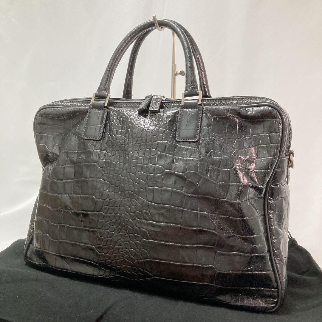 【美品】Pyloot パイロット ブリーフケース クロコ型押し イタリア製 BK