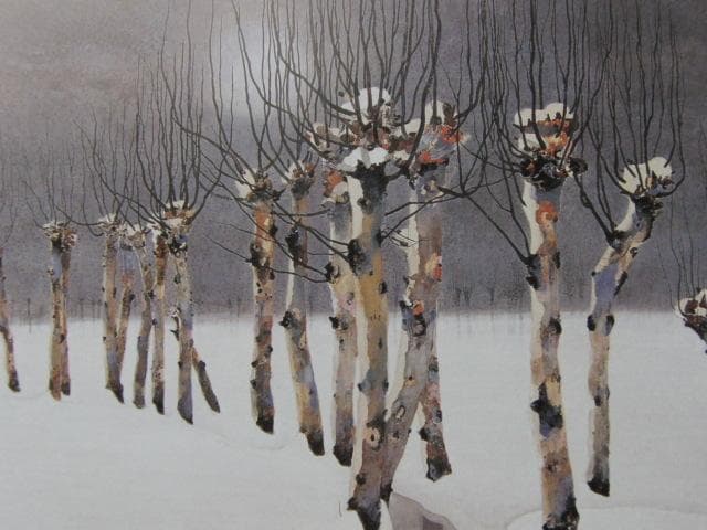 中根強司、【畦木（雪煙）】、希少な額装用画集より、新品額装付