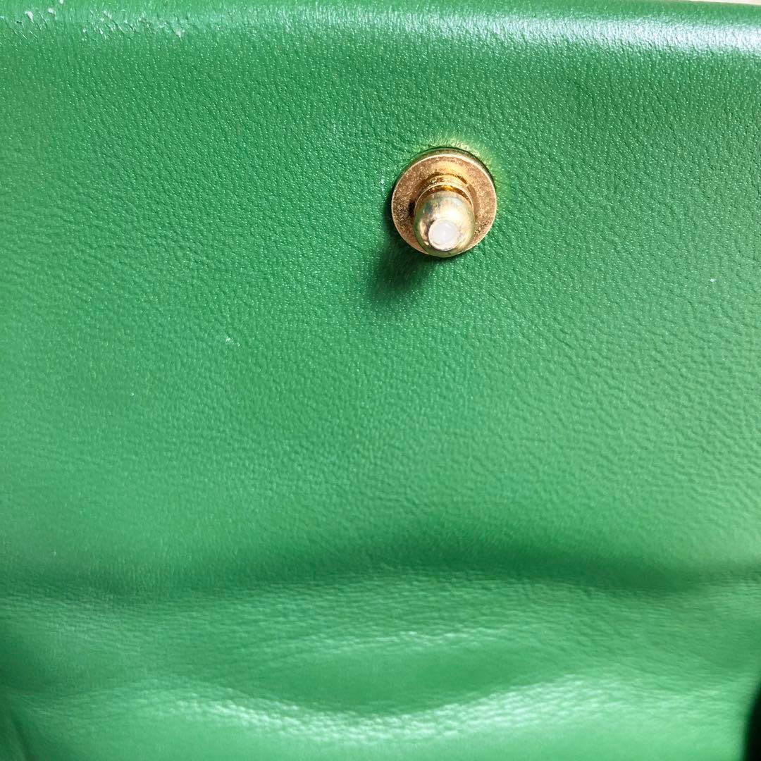 【美品】トリーバーチ＊キルティング ゴールドチェーン レザーグリーン