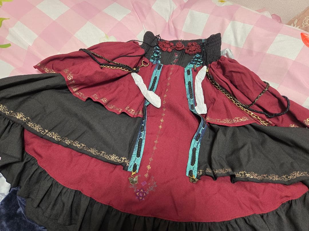 ozz☆ozz on☆赤黒フリルスカート☆ゴスロリ☆華ロリ☆チャイナ