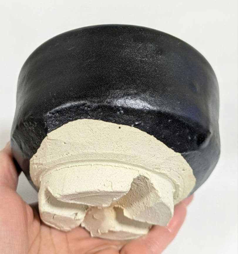 黒楽茶碗　抹茶茶碗　割り高台　楽焼　京焼　抹茶碗　茶道具　茶道　茶会　初釜