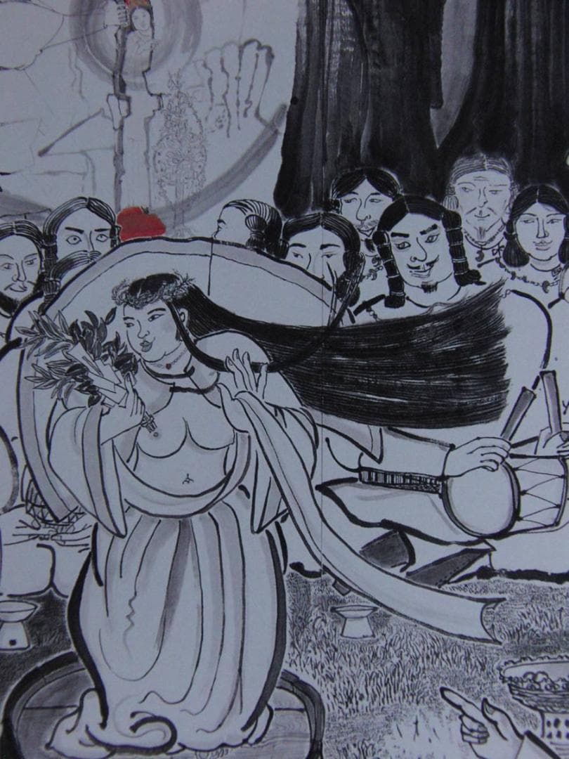 向原常美、【天岩戸開】、希少な額装用画集より、新品額装付、状態良好