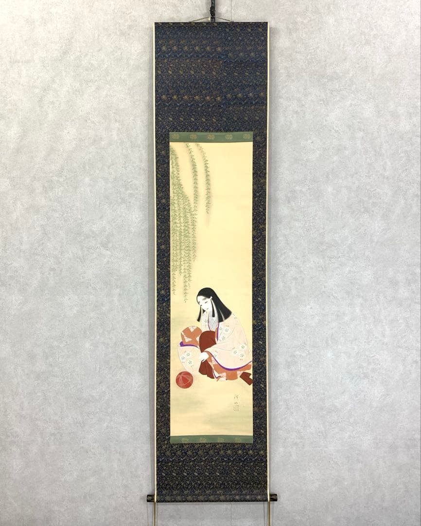 掛軸 美人画 姫君 鞠 3-47