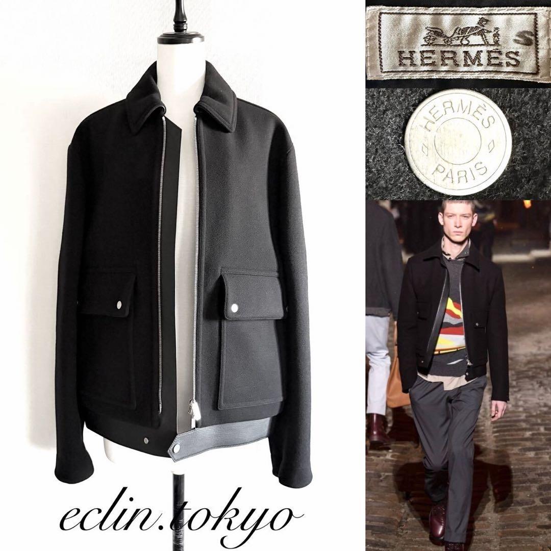 HERMES 《レザートリミング》ライダース ジャケット コート E4572