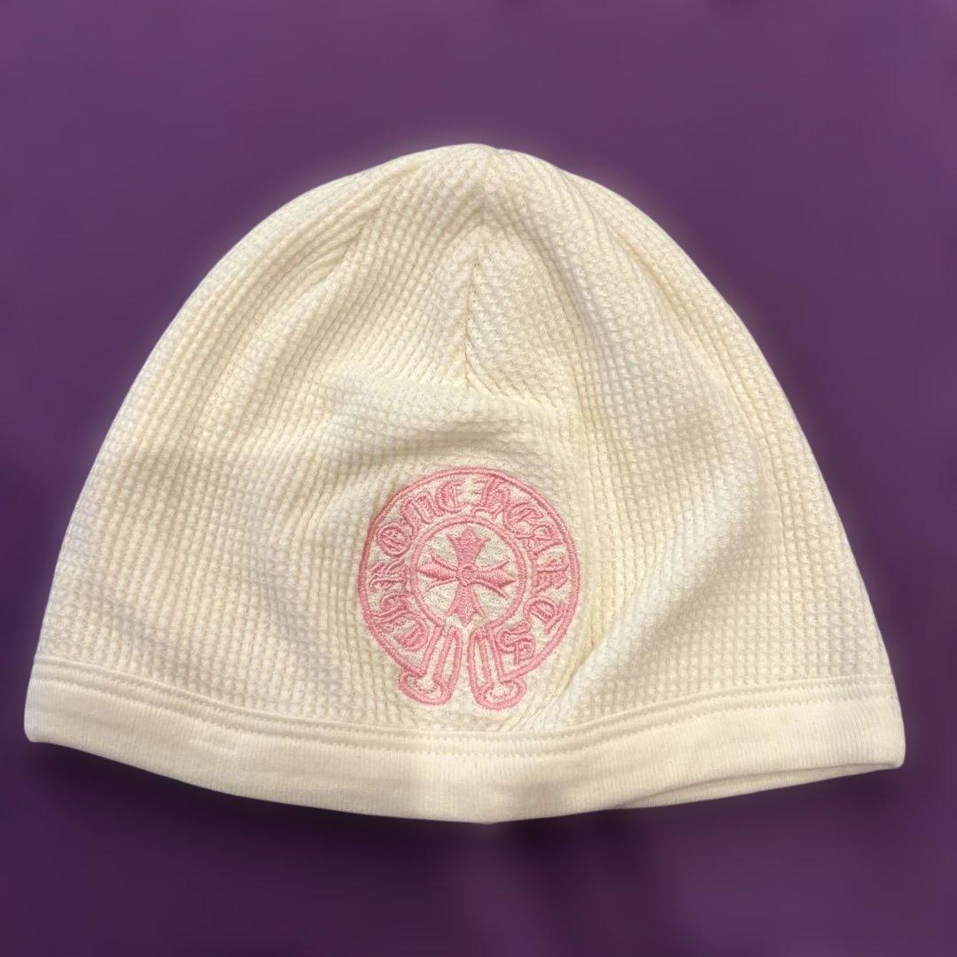 クロムハーツ サーマルビーニー ホースシュー刺繍　ニット帽　ホワイト