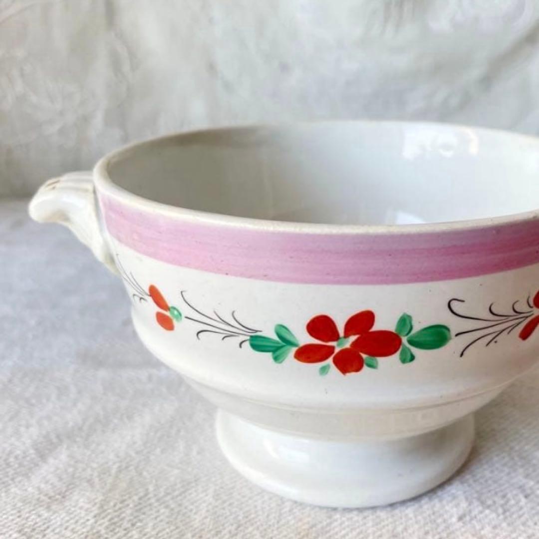 クレイユモントロー 花柄ブイヨンボウル スーピエール　フランスアンティーク