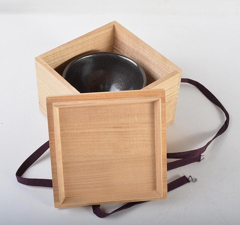 中国　宋代　建窯　窯変　油滴天目茶碗　桐箱付　M　R4617