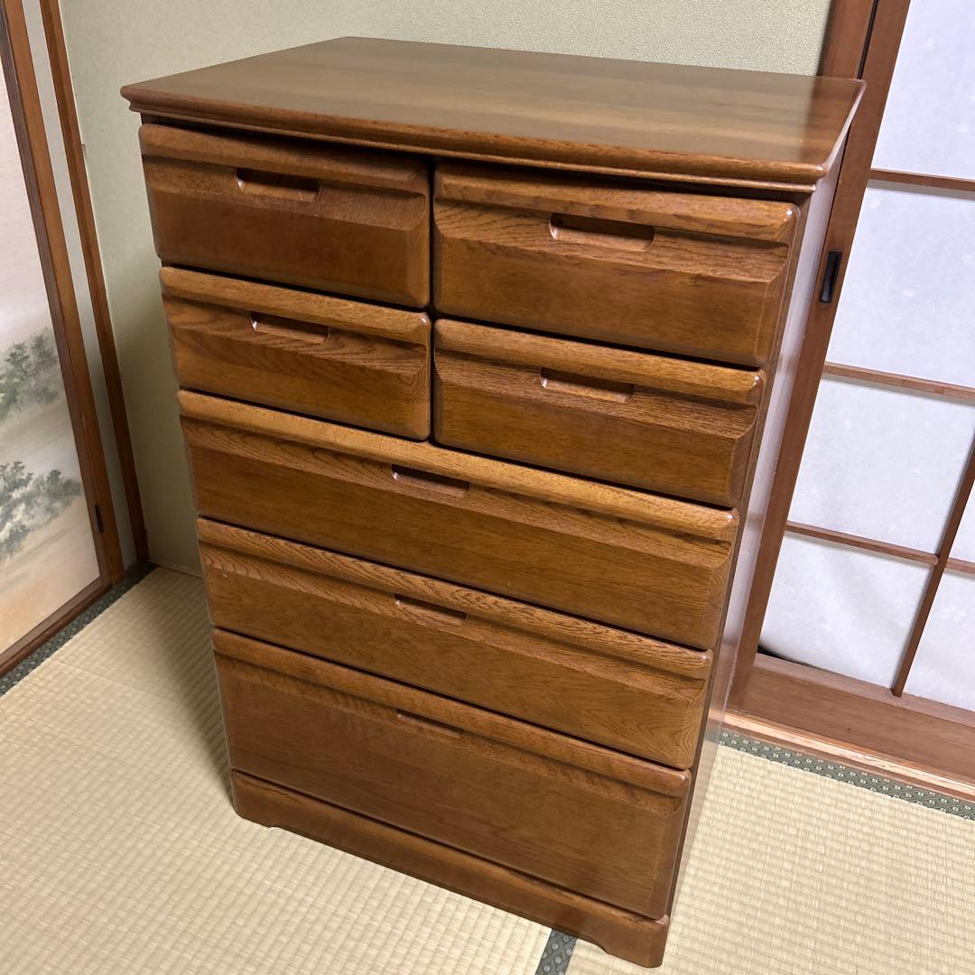 木製キャビネット 7引き出し ブラウン