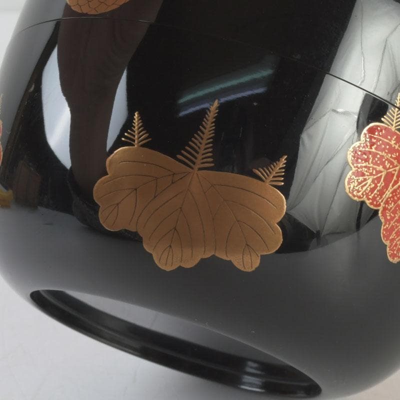 茶道具　漆芸家　難波仁斎作　高台寺蒔絵　平棗　共箱　V　9594