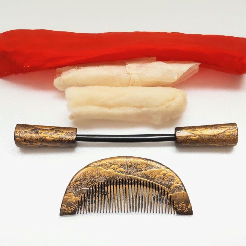 【美品】アンティーク 金蒔絵 くし かんざし 本鼈甲 明治大正 髪飾り