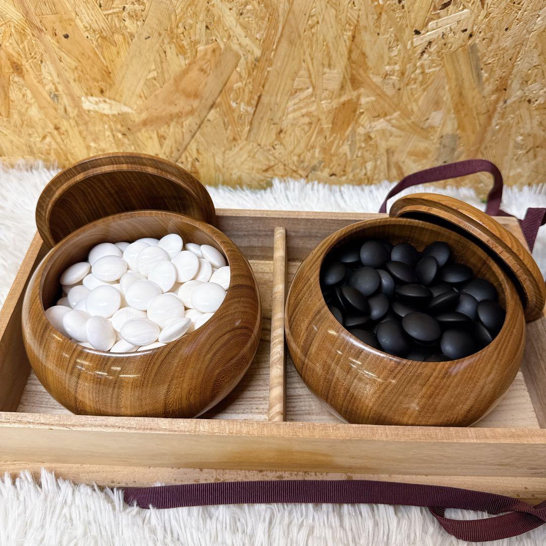 囲碁 碁石 蛤 那智黒石 36号 10mm超 白/黒180個 碁笥付 ハマグリ