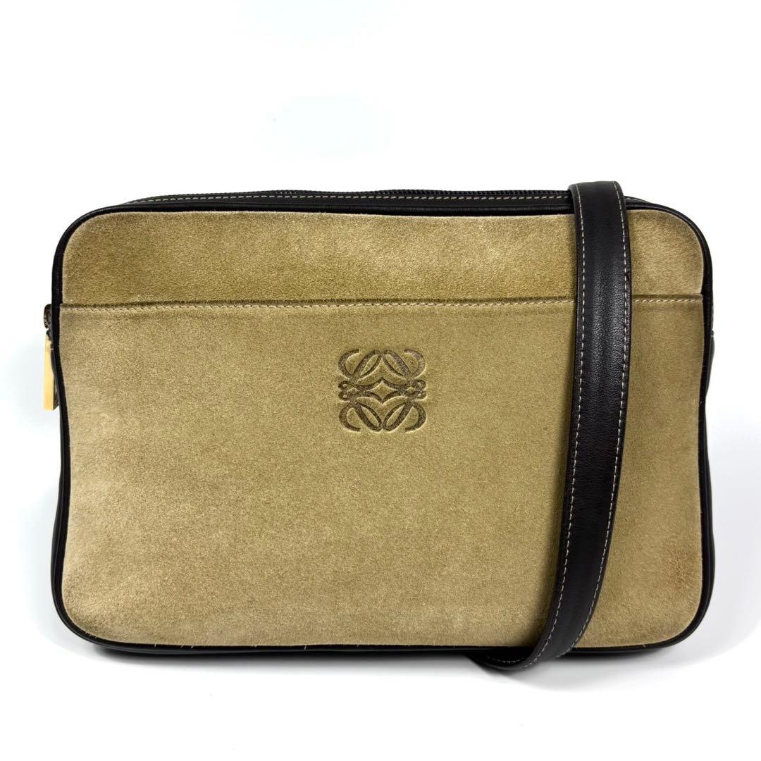 LOEWE アナグラム ロゴ ショルダーバッグ ポシェット スエード レザー