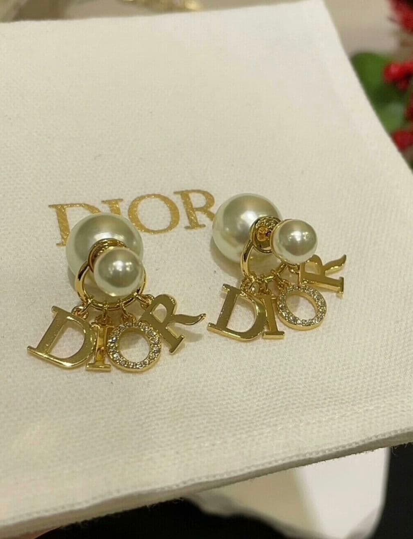 DIOR パール ピアス ゴールド