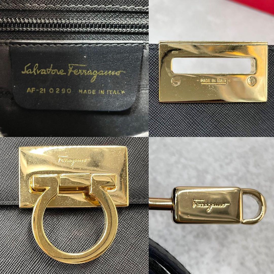 未使用級◎サルヴァトーレフェラガモ　ハンドバッグ　ガンチーニ　サフィアーノ　黒