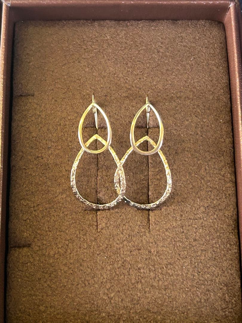 【美品】agate＊K10 ダブルドロップ ピアス