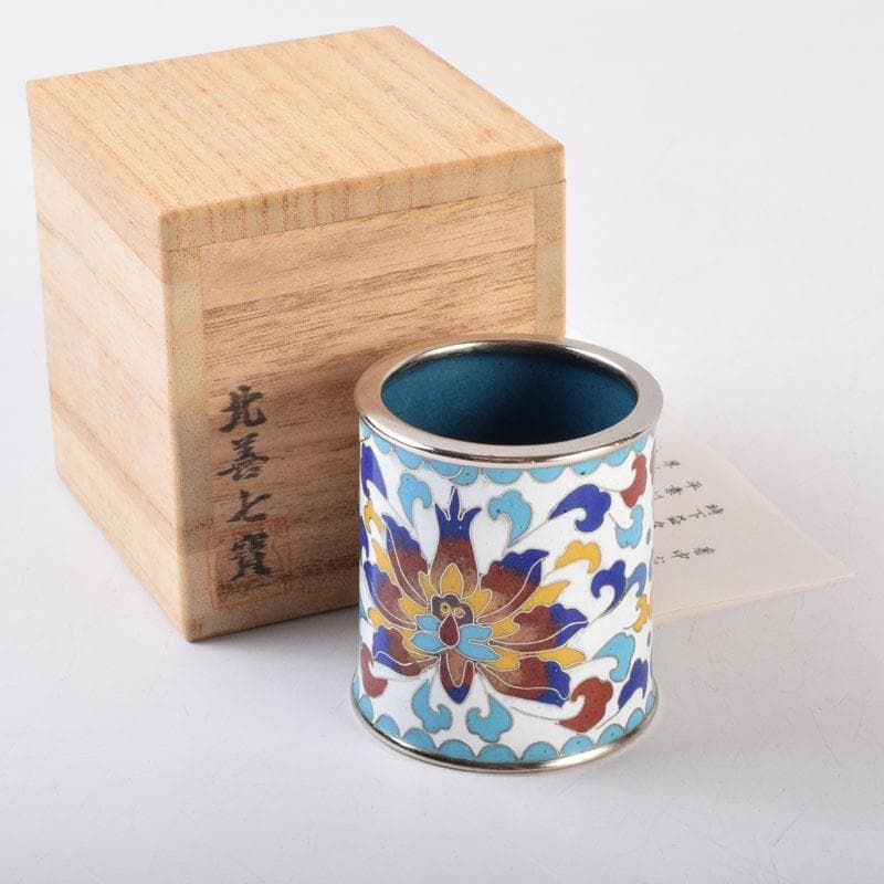 茶道具　北善七宝　花文　蓋置　共箱　C　9071