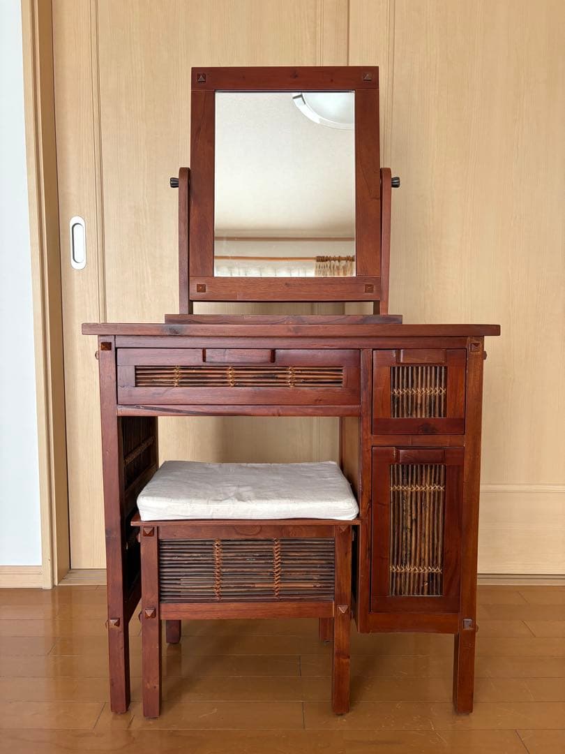 タイ産 木製ドレッサー ミラー 鏡台