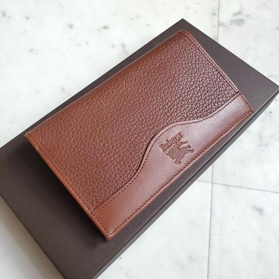 バーバリー BURBERRY 折り財布 ミドル がま口 極美品 レザー ブラウン