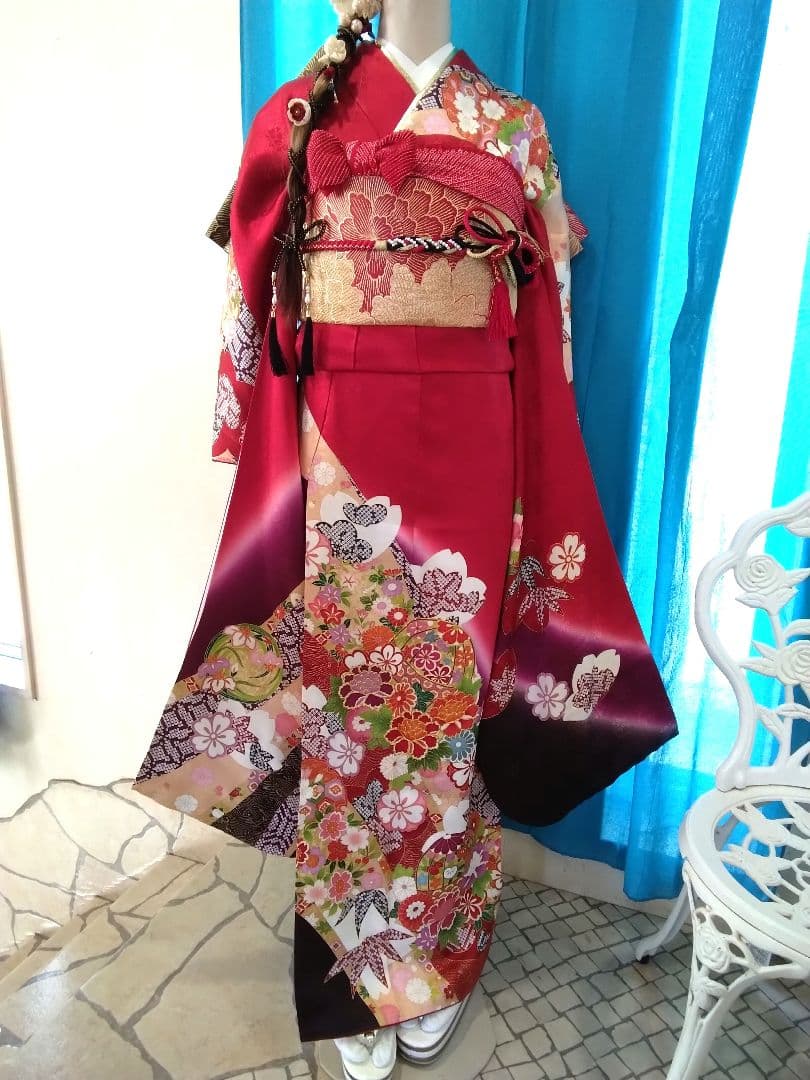 振袖フルセット、正絹振袖成人式、重ね衿帯揚げ帯締め、高級袋帯、襦袢、ガード加工