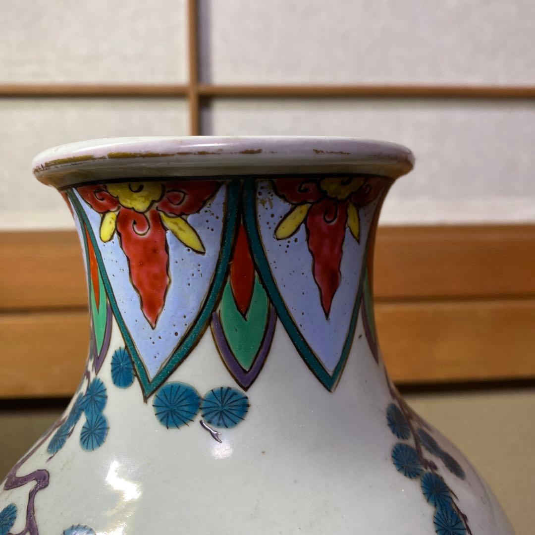 中国美術　古玩　色絵仙人図花瓶