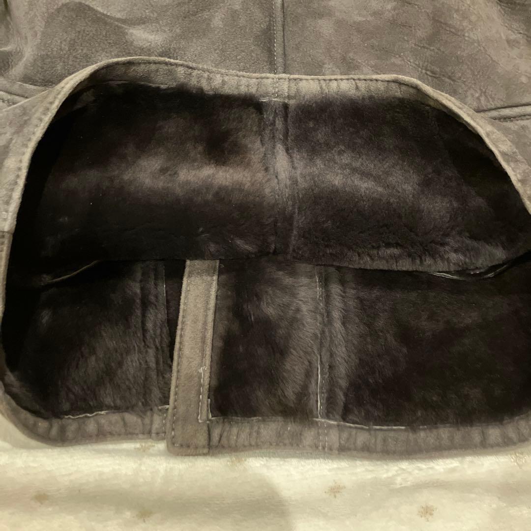 Simon 本革 シングル　ムートンコート　グレー系　ユニセックス　40