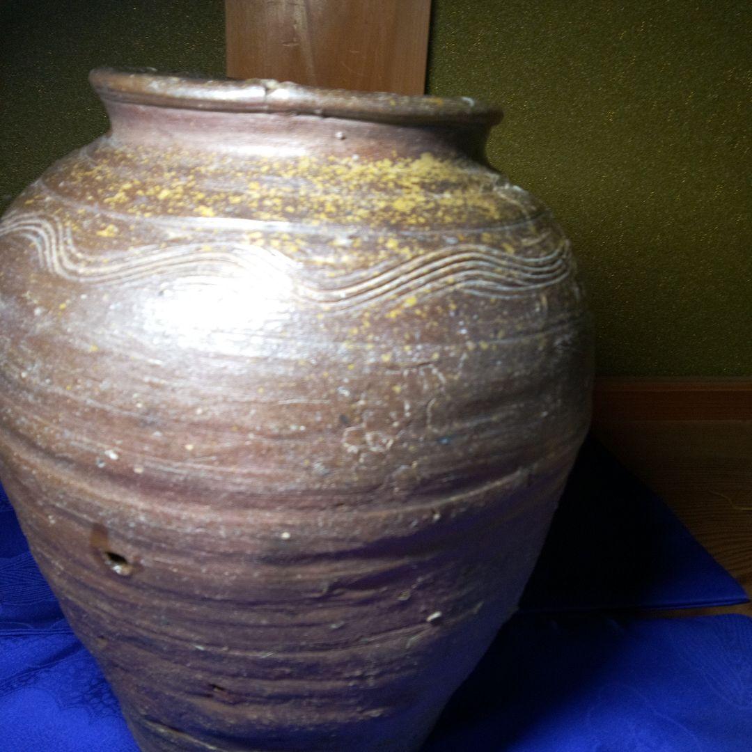 古備前室町時代波状紋茶壺