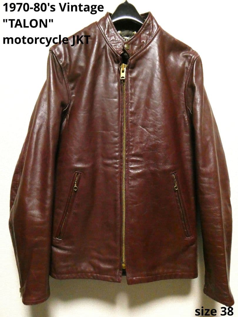 激レアカラーレッドブラウン！真鍮TALONジップ！シングルレザーライダース赤茶