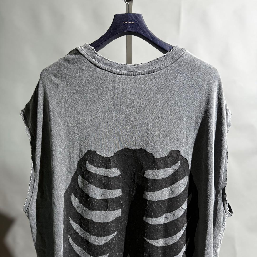 DANKE SCHON ボーンプリントデストロイノースリーブカットソー M