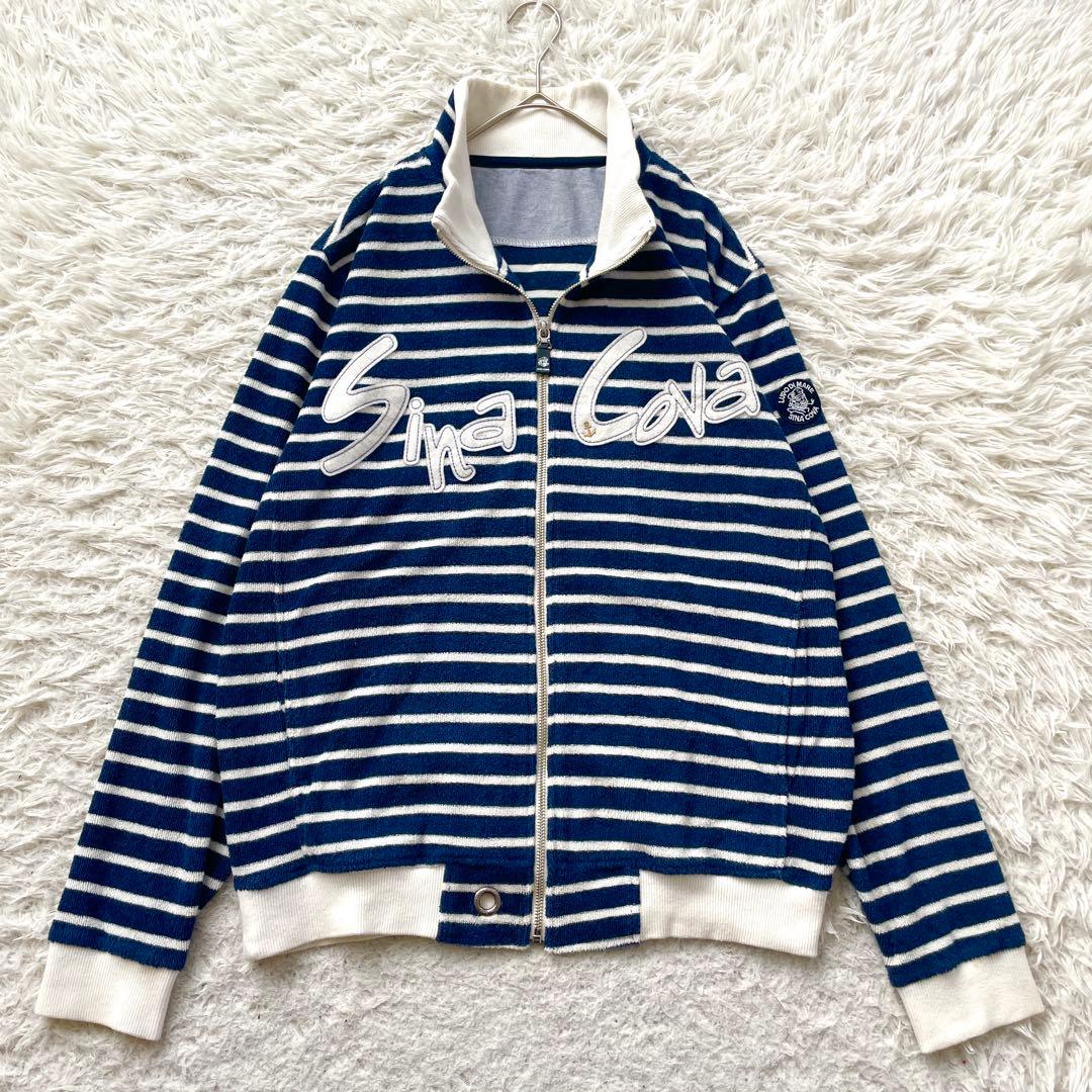 SINACOVA 刺繍　ボーダー　長袖　パーカー