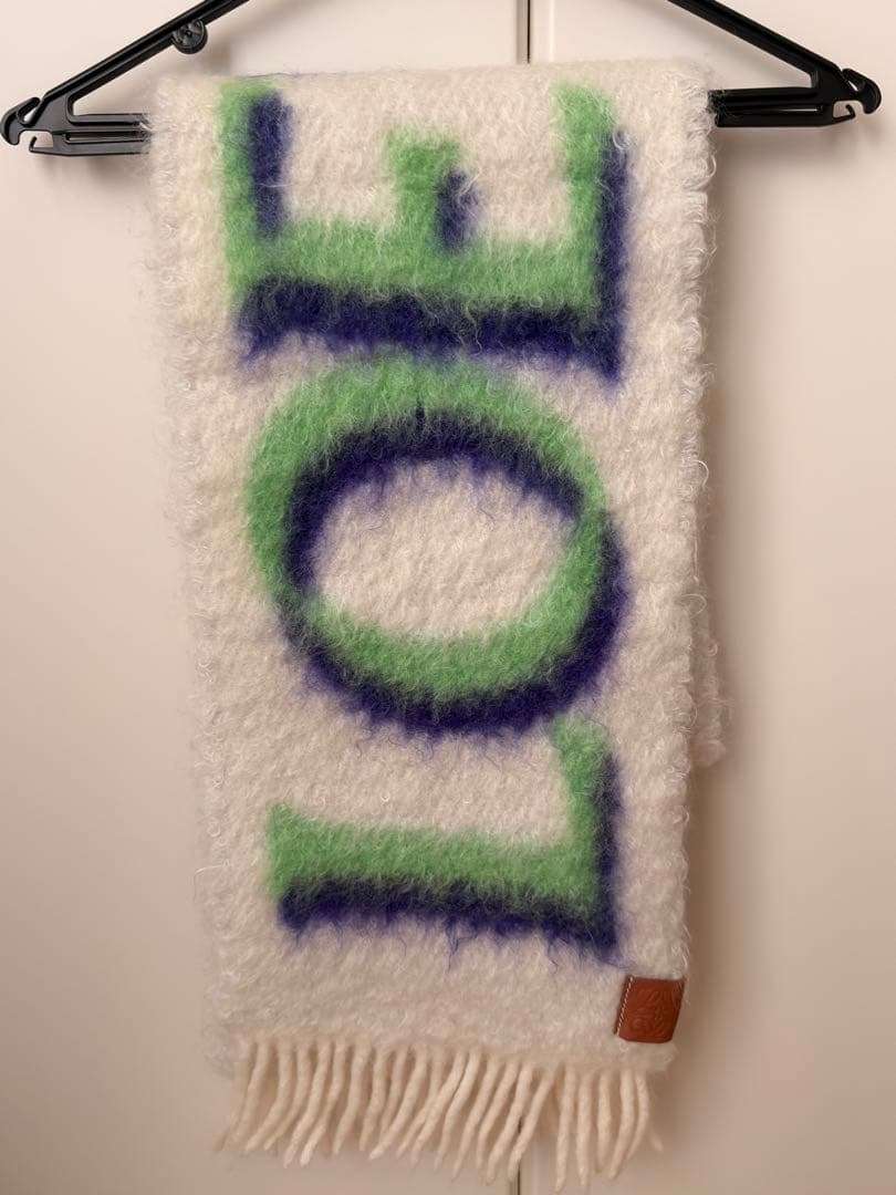 LOEWE マフラー ホワイト/グリーン/パープル